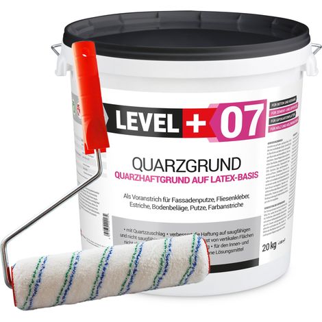 LEVEL+ Quarzgrund Grundierung Putzhaftgrund Holz OSB 20KG + Farbroller 25cm L+07