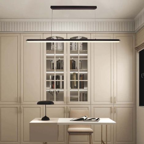 V-TAC VT-7771 23 W LED-Kronleuchter, moderne Design-Deckenleuchte, rechteckige Hängeleuchte, schwarze Farbe, 120 cm Licht, 4000 K – 6943 (1/5)