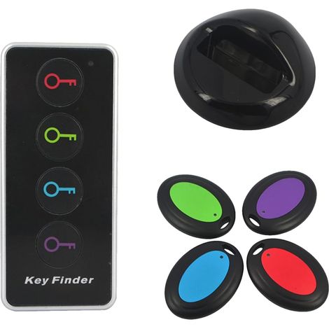 Localisateur de clés – 85 dB avec son pour personnes âgées  Tracker d'articles sans fil avec 4 récepteurs et outil de suivi de portée de 40 m pour passeports, portefeuilles, bagages et lunettes