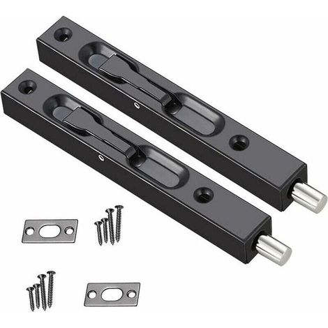Hidden Door Latch, 304 Stainless Steel Bolt Lock, 6 Inch Hidden Door Latch, Stainless Steel Security Lock (Black) (1/4)