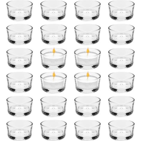 Photophore Verre Transparent, Porte-Bougie Chauffe-Plat 4,5 cm de Diamètre 24 PCS (1/5)