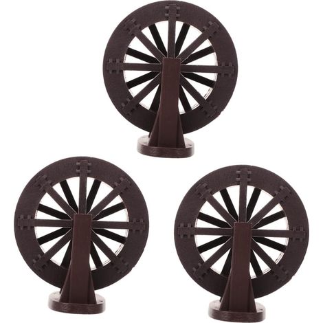 3 Pièces Roue à Eau ornementale bassine Cuvette mic basine jardigel Trousse bocaux à Poissons Roue à Eau de Sable décor de Mini Roue Petit décor de Roue à Eau Plastique Dark Brown (1/5)