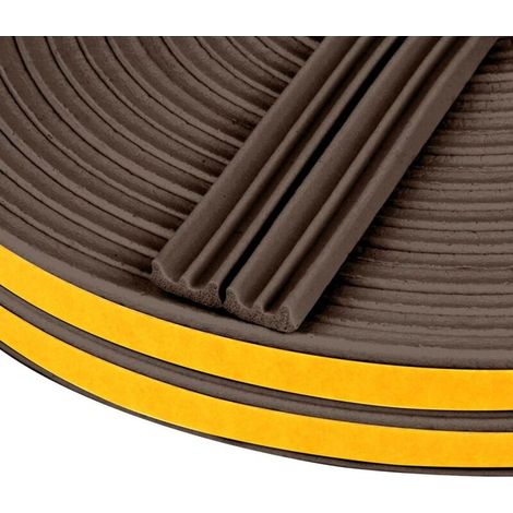 joint de porte profil en E, Autocollante Joint d'Étanchéité Porte, Joint Fenetre Isolation avec Forte Adhérence, Isoler du Bruit, Anti-collision et Anti-intempéries, (Brun 10M) (1/5)