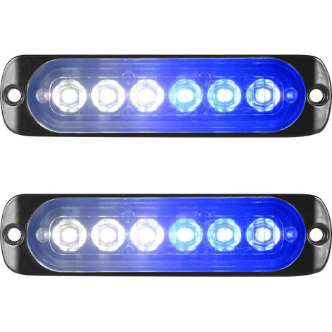 2pcs 6LED Feu Stroboscopique Urgent Bleu Blanc Feux de Gabarit Latéraux Voiture 12V 24V Barre Lumineuse LED Balise Clignotante de Sécurité pour Remorque Utilitaire Bateau Tracteur Véhicule (1/5)