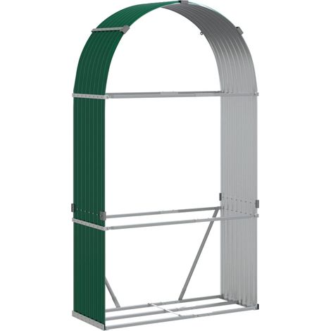 Maison Exclusive - Leñero de acero galvanizado verde 120x45x210 c