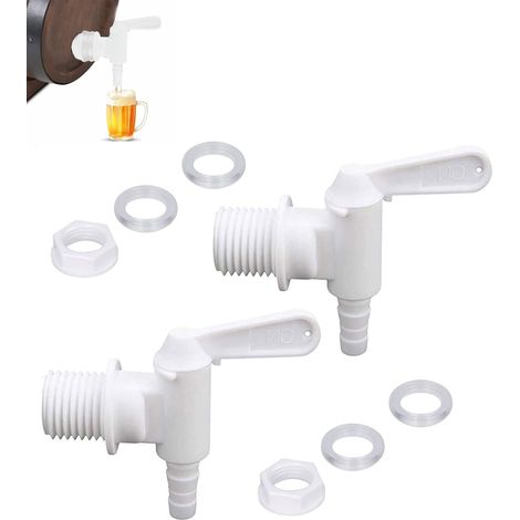 Robinet pour Seau et Bidon 2 Pièces, Robinet en Plastique Robuste avec Joint et Écrou, Distributeur de Boisson pour Fermentation et Brassage Maison, Robinet pour Bidon et Stérilisateur (1/5)