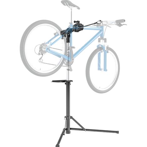 Pied d'atelier vélo pliable support de réparation de vélo hauteur réglable 107-160 cm pince rotative à 360° noir