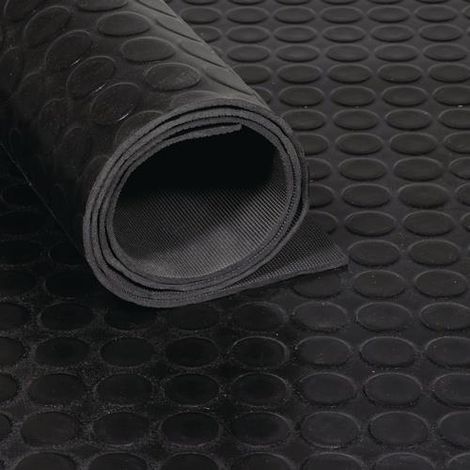 TECWERK Gummiflachnoppenmatte B.1,2m L.10m D.3mm schwarz NR/SBR o.Gewebeeinlage TECWERK