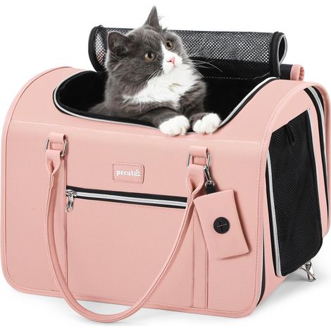 Bolsa transportadora para gatos - Diseño elegante, bolsa transportadora para perros pequeños, alta durabilidad, ligera, segura y cómoda, bolsa transportadora para gatos de 42x28x30 cm, aprobada para v
