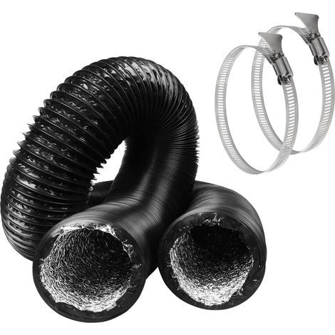 Tuyau de Ventilation Flexible 125 mm x 8 m, PVC et Aluminium, pour Hotte, Extracteur, Sèche-linge, Climatisation, Noir (1/5)