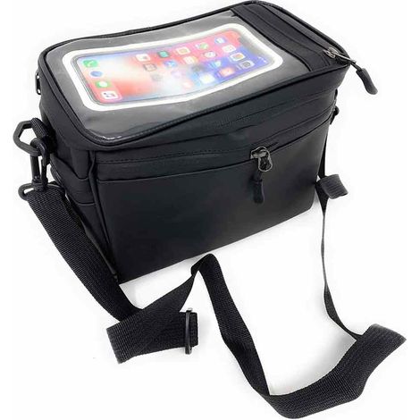 Borsa per bici da manubrio con supporto cellulare touchscren portaoggetti con tracolla per biciletta impermeabile (1/3)