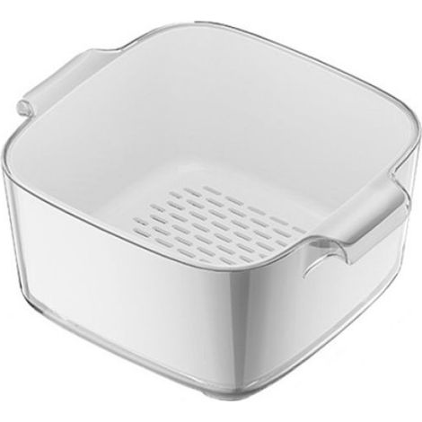 Panier de drainage - Plastique - Blanc - Petit - Trous fins - Poignée latérale (1/5)