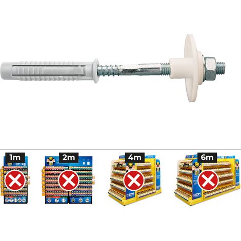 Kit di fissaggio per lavabo o ceramica Ø8x100mm in acciaio al carbonio e nylon con dado in acciaio (confezione da 2 unità)
