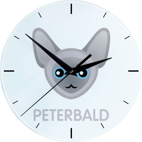Peterbald - Reloj de MDF con gráficos e inscripción de Art-Dog (1/4)