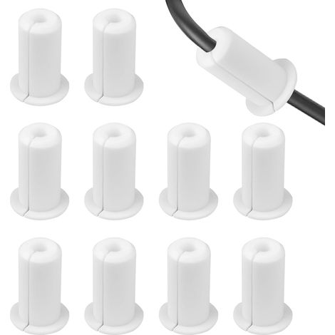 Lot de 10 œillets de câble pour trou mural de 19 mm en silicone pour câble mural (blanc) (1/5)