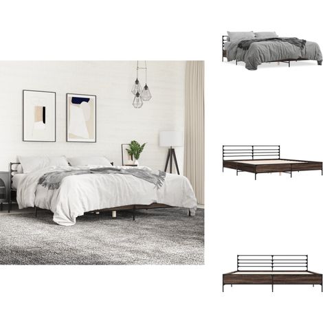 Cadre de lit sans matelas chêne marron 180x200 cm - Cadre De Lit - Lit Double - Lit En Bois - Lit Design - Literie (1/5)