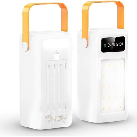 Power Bank 60000mAh Multifuncional con Luz de Emergencia y Carga Rápida  Color: Blanco