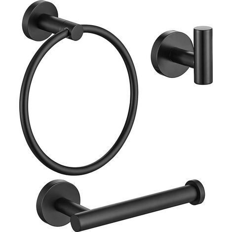 Juego de 3 piezas para baño y cocina: soporte para papel higiénico, anillas para toallas y ganchos para toallas de baño. (1/5)