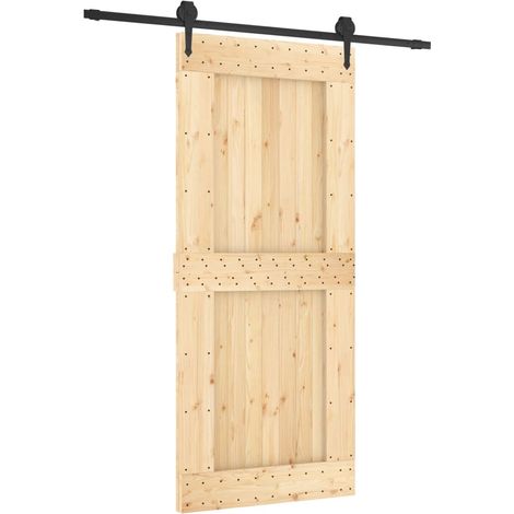 Puerta corredera con herrajes madera maciza de pino 90x210 cm vidaXL (1/6)