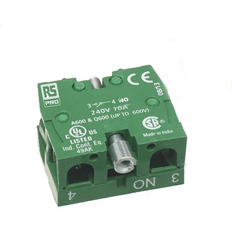 Rs Pro – Bloc de contact auxiliaire 10A – Tension 500V – Configuration NO – Type de terminaison vis – Pour installations électriques professionnelles