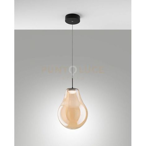 NOA SOSPENSIONE AMBRA 1 LUCE IN VETRO ATTACCO LED CCT 14W - 1510 lm- 2700K - 3000K - 4000K DIMMERABILE