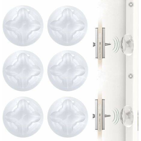 Tope de puerta de pared, topes de puerta, tope de manija de puerta, 6 piezas, autoadhesivo, goma transparente, protección de pared (1/5)