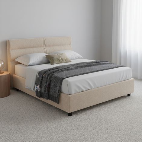 Cama Matrimonial Briaglia, Desenfundable, con Almacenaje, Hecha en Italia, Colchón 160x200 cm, Gris Taupe\ Taupe\ (1/5)