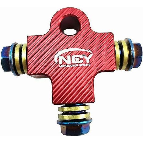 Raccord de durite de frein moto CNC 3D, connecteur à trois voies, vis banjo M101,25 mm pour système de freinage double Honda, Yamaha, Kawasaki - rouge (1/5)