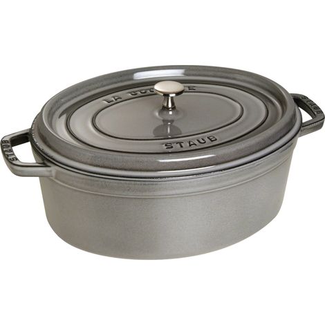 Staub Cocotte Bräter Gusseisen oval 37cm grau (1/4)