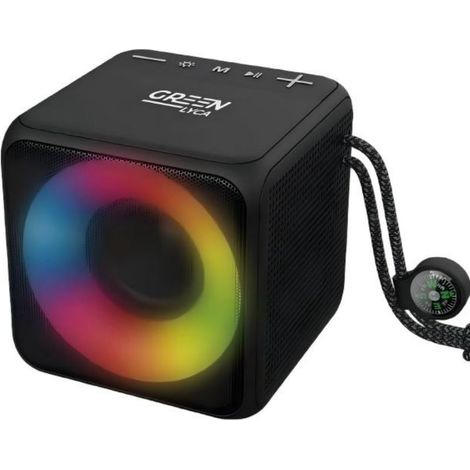 Enceinte Bluetooth Greenlyca GL69346 pour table/extérieur, mini éclairage d'ambiance RGB, autonomie de 4 heures - Noir