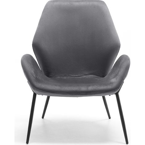 Poltrona Brandy di Design Contemporaneo - Seduta in Velluto Antracite e Struttura in Metallo Verniciato Nero - Comfort Avvolgente (1/5)