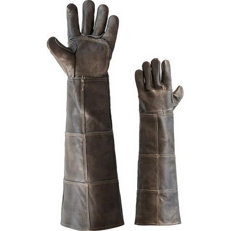 Gants résistants aux morsures Gants en cuir anti-rayures de 60 cm de long pour manipuler chats chiens oiseaux serpents lézards faucons toiletter les animaux et jardiner (1/5)