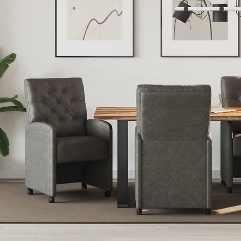 Esszimmerstühle mit Rollen 2 pcs Schwarz 58 x 67 x 97 cm