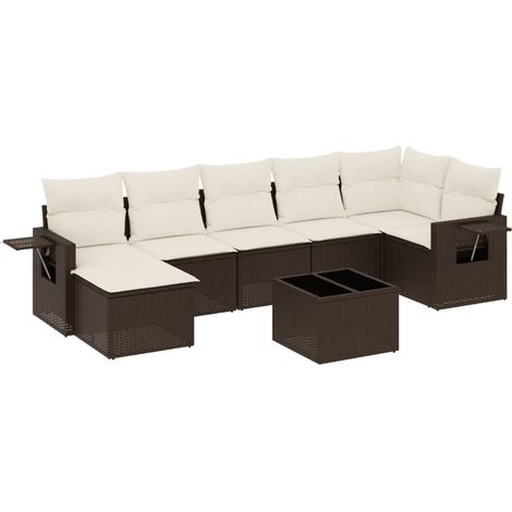 vidaXL Set Divani da Giardino 8 pz con Cuscini Marrone in Polyrattan (1/5)
