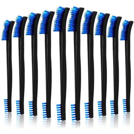 PA 10-teiliges doppelseitiges Waffenreinigungsbürsten-Set, kleine Edelstahldraht-Fugenbürsten, Mini-Allzweck-Reinigungsbürste (blau) (1/5)