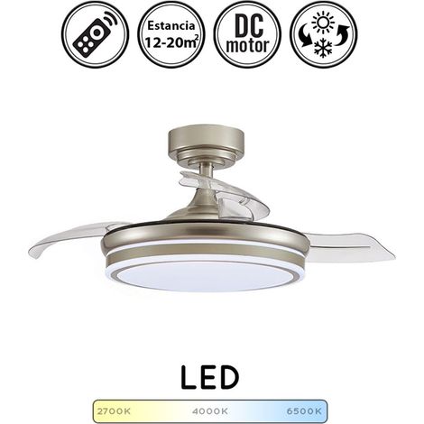 Ventilador de techo con luz silencioso DC con mando Moss níquel 106 cm invierno-verano color luz regulable (1/5)