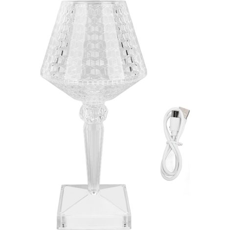 Crystal Acrylic Table Lamp Touch Control 3 Colors Stepless Dimming Cordless Desk Light for Bedroom Living Room (1/4)