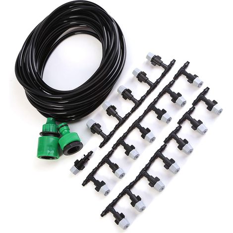 Système de brumisation d'eau pour jardin et terrasse, tuyau d'arrosage, buse de micro-irrigation, kit de 10 m (1/5)