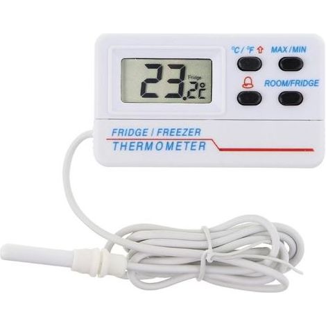 Thermomètre digital de réfrigérateur ou de congélateur - Avec alarme - Fonction max min - Câble de 1,2 m-Karteo (1/5)