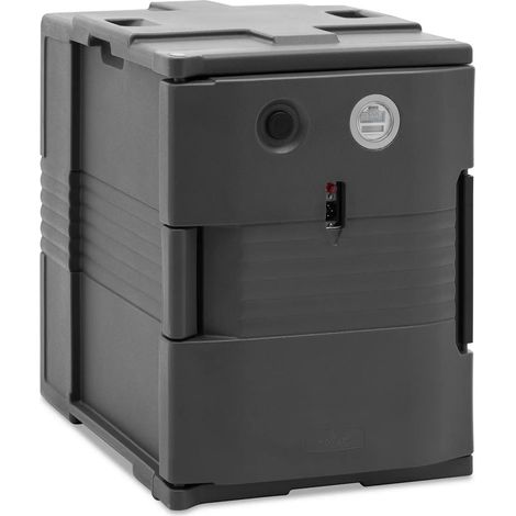 Contenedor térmico calefactado de 90 litros para bandejas de carga frontal GN 1/1 indicador de temperatura espuma gris 140008742