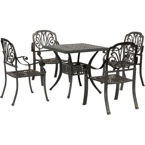 Maison Exclusive - 5-tlg. Garten-Essgruppe Bronzen Aluminiumguss