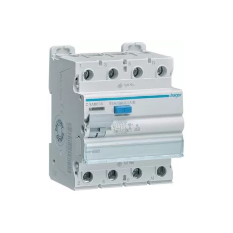 Hager CNA663D Fehlerstromschutzschalter 4 Pole Weiß 63A (1/2)