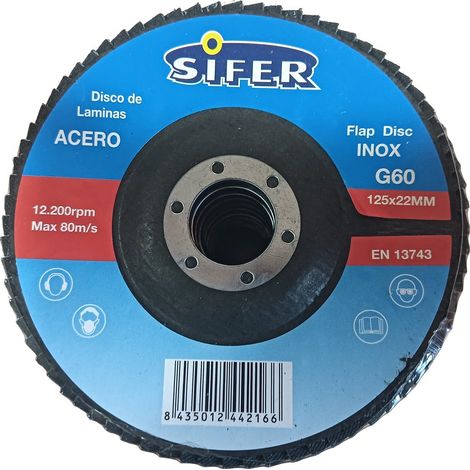 Disco abrasivo in acciaio inox Sifer, 125x22 mm, grana 60