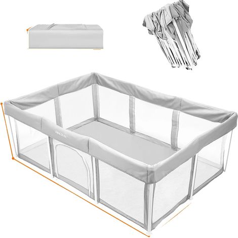 Parc pour bébé, Design pliable, Aire de jeux intérieure sécurisée, Gris 120-180-65cm (1/2)