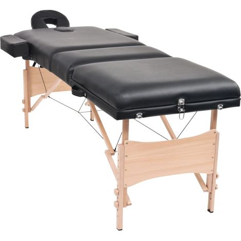 Table de massage pliable et tabouret 10 cm d'épaisseur Noir CFW720969 (1/5)
