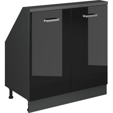 Dachschrägenschrank Rion, Schwarz Hochglanz/Anthrazit, mit 2 Türen, Vicco