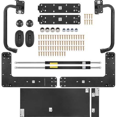 Lit mural escamotable Queen Size, kit mécanique vertical avec vérins pneumatiques, support robuste, design pliant gain de place pour chambre d'amis. (1/5)