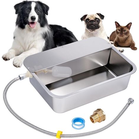 11 L Distributeur Automatique d'eau pour Chiens avec Valve à Flotteur, Abreuvoir ExtéRieur pour Chiens, Bol à Eau à Gravité en Acier Inoxydable pour Animaux De Compagnie (Remplissage Automatique) (1/5)