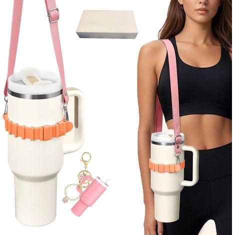 Portabotellas con correa para el hombro para accesorios de botellas de agua, correa ajustable para el hombro, compatible con Stanley Tumbler, Ow-ala, Hydroflask, YE-TI, etc. (1/5)
