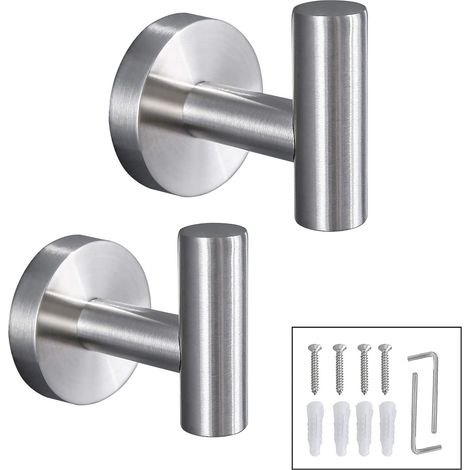 Handtuchhaken, Kleiderbügel, Badezimmer-Kleiderhaken für moderne Badezimmer, Küche, Hotelwand, gebürsteter Edelstahl,